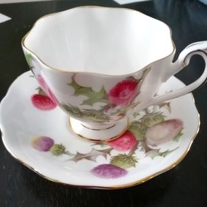 Queen Anne Dundee thistle tea cup and sauser